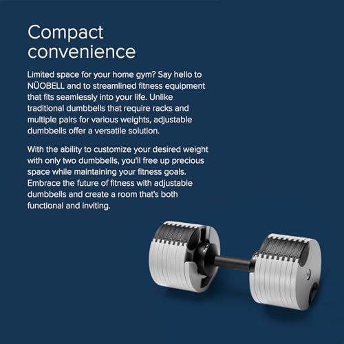 NÜOBELL® Adjustable Dumbbell Set, 5-50 LB or 5-80 LB, Easy Twist 2024-25 Model, All-In-One Weights Set (Pair) for Home, Or...