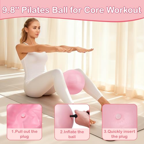 Hoedia 17 PCS Pilates Kit for Women, Pilates Equipment Ring and Ball Set with Resistance Bands, Yoga Strap, Core Sliders, ...