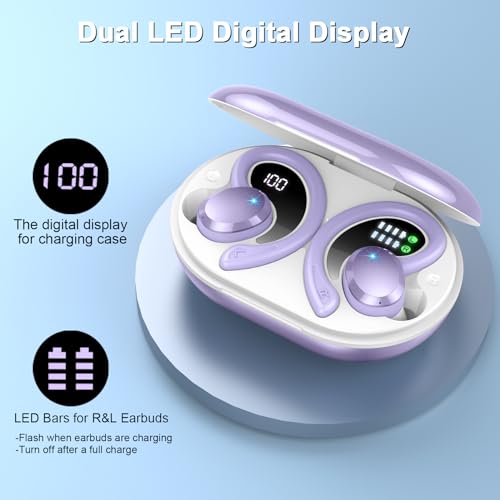 Wireless Earbuds Bluetooth Headphone Sport, Bluetooth 5.3 Earbud 3D HiFi Stereo Over Ear Buds, 48Hrs Earhooks Earphone wit...