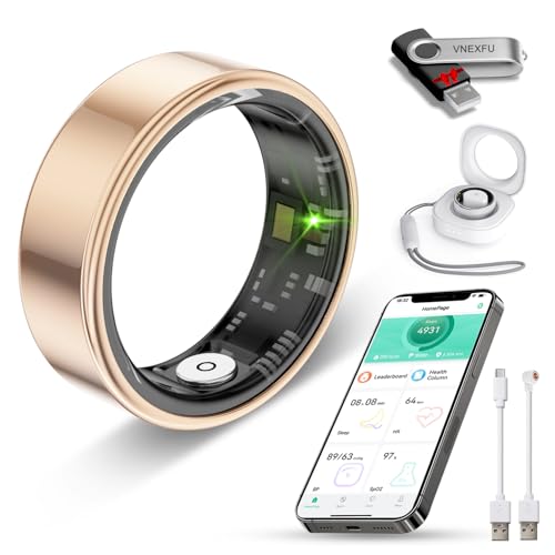 Smart Ring for Women Men Health Tracker - IP68 Waterproof Fitness Ring with Sleep Tracker/Heart Rate/Blood Pressure/Blood ...