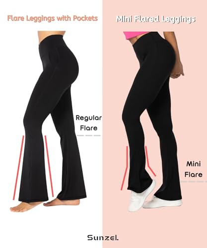 Sunzel High Waist Mini Flared Leggings for Women, Tummy Control Casual Flare Yoga Pants for Yoga Workout Gym