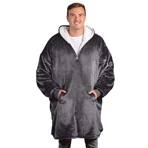 trekki Oversized Hoodie Blanket Sweatshirt, Wearable Blanket Hoodie Men Women with Zip, Comfy Fleece Hooded Blanket Adult