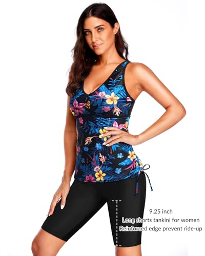 Yonique Women Two Piece Tankini Swimsuits with Shorts Athletic Bathing Suit with Swim Shorts Racerback Swimwear