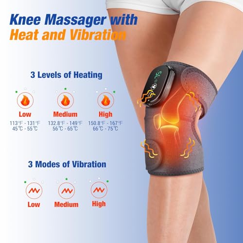 NORTHERN BROTHERS Cordless Heated Knee Massager with Heat & Vibration, 3 Heat Levels & 3 Vibration Modes, 5000mAh Recharge...