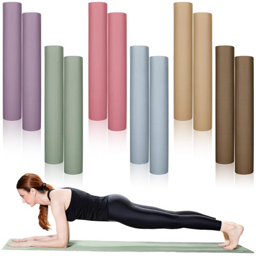 Timgle 12 Pack Yoga Mat Bulk, 4mm Thick Extra Long Sports Mat Anti Slip Tear Resistant Yoga Exercise Set for Fitness Stret...