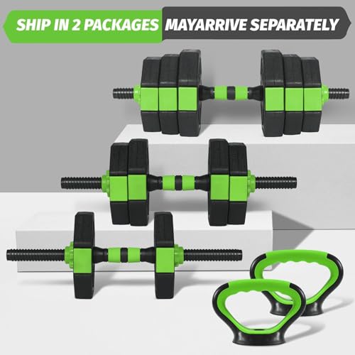 Adjustable Dumbbells, 44/66/88Lbs Free Weight Set with Connector, 4 In1 Weight Dumbbell Set Used As Kettlebells, Barbell, ...
