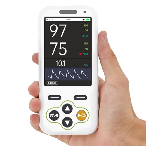 Handheld Pulse Oximeter with Real-Time Alarm -Continuous Adult Finger Spot Checks and Adjustable SpO2 level alarm