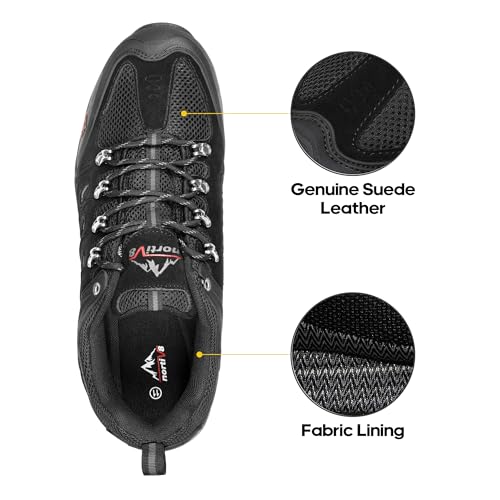 NORTIV 8 Men's Waterproof Hiking Shoes Leather Low-Top Hiking Shoes for Outdoor Trailing Trekking Camping Walking