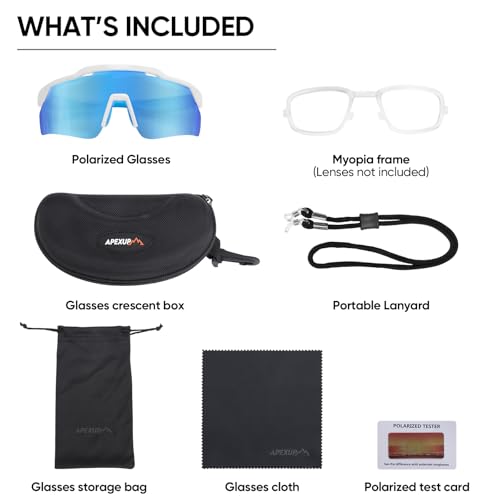 APEXUP Sports Polarized Sunglasses for Men Women, UV400 Protection Men's Sunglasses for Cycling, Fishing