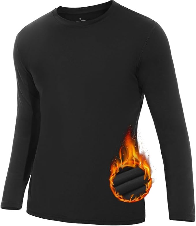 SIMIYA Mens Thermals Long Sleeve Undershirt Warm Fleece Lined Base Layer Thermal Tops Long John Shirts for Men