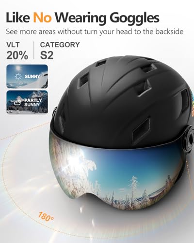Odoland Kids Ski Helmet with 2-in-1 Visor Goggles for Boys & Girls, Adjustable Snowboard Helmet with Magnetic Buckle Strap...