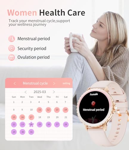 SUNKTA Smart Watch for Women (Answer/Make Call),1.27" Curved Display Smartwatch with Female Cycle/Sleep Monitor,5ATM Wate...