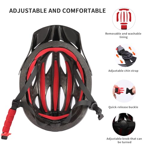 GTSBROS Bike Helmet with Visor for Women and Men – Lightweight Bicycle Helmet for Mountain Biking and City Riding