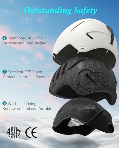 RIOROO Ski Helmet for Women Men, Safety Certified Snowboard Helmet with Shockproof ABS Hard Shell for Adults & Youth
