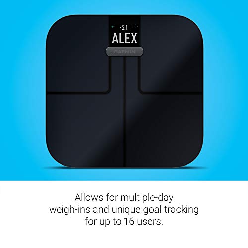 Garmin Index S2, Smart Scale with Wireless Connectivity, Measure Body Fat, Muscle, Bone Mass, Body Water% and More, Black...