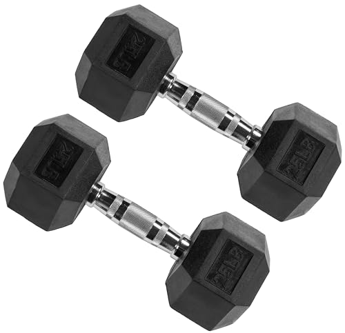 Signature Fitness Premium Rubber Encased Hex Dumbbell
