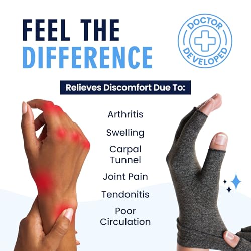 Dr. Frederick’s Original Arthritis Compression Gloves for Women & Men - Doctor-Developed Fingerless Hand Support for Arthr...