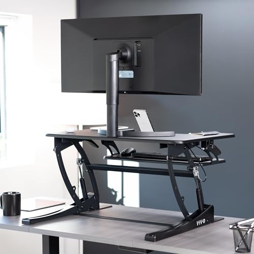 VIVO 32 inch Height Adjustable Stand Up Desk Converter, V Series, Quick Sit to Stand Tabletop Dual Monitor Riser Workstati...