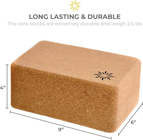Sunshine Yoga 4" Cork Yoga Block, 6 and 4 Pack Bulk Yoga Blocks, Firm and Supportive Yoga Brick, Balance Exercise Block fo...