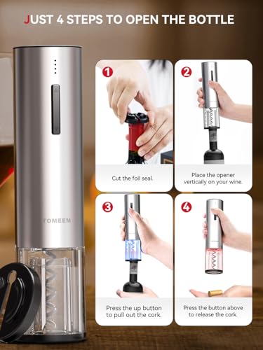 Rechargeable Electric Wine Gift Set - Aerator, Vacuum Stoppers, Foil Cutter and Bottle Opener for Home Bar and Outdoor Par...