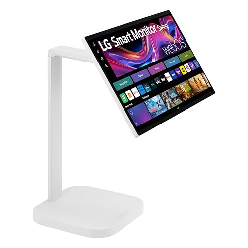 LG Smart Monitor Swing 32U889SA-W 32-Inch 4K UHD (3840x2160) IPS Touchscreen on a Fully Adjustable Wheeled Base HDR10, web...