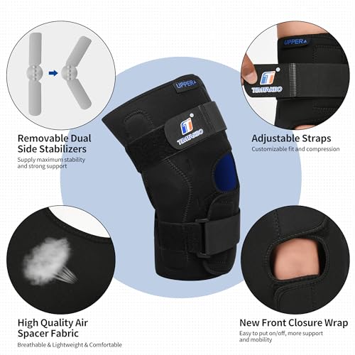 Plus Size Knee Brace, Hinged Knee Brace with Dual Side Stabilizers Knee Braces for Knee Pain Relieves ACL, LCL, MCL, Menis...