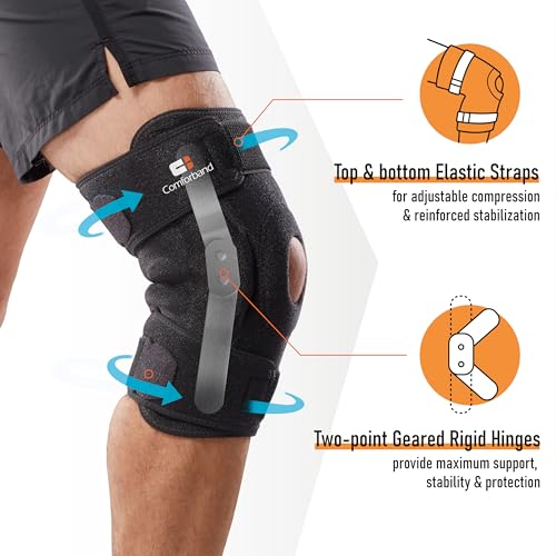 Comforband Adjustable Hinged Knee Brace – Dual Side Hinges for ACL, PCL, MCL Injury Support, Meniscus Tear, Arthritis Pain...