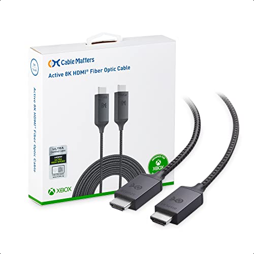 Cable Matters [Designed for Xbox Certified] Unidirectional Active 8K @60Hz Fiber Optic HDMI Cable 16.4 ft / 5m - Supportin...