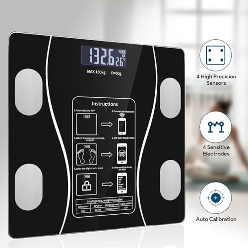 Smart Weighing Scale, Bluetooth Smart Body Fat Scale, accurately Measures Weight, Body Fat Percentage, Muscle Mass Percent...