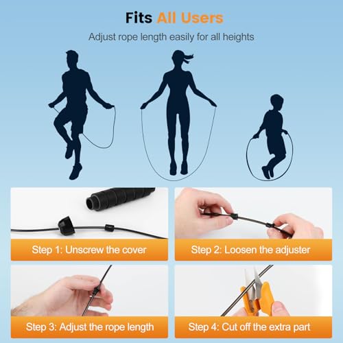Jump Rope,Tangle-Free Rapid Speed Jump Rope with Ball Bearings for Men,Women and Kids,Adjustable Steel Skipping Rope with ...