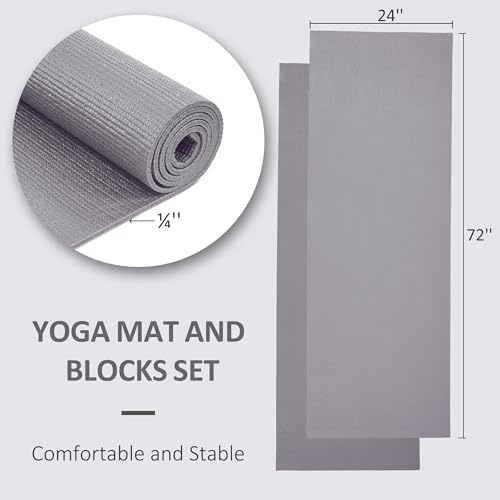 Signature Fitness All Purpose 0.25 Inch Thick High Density No Tear Exercise Yoga Mat with Strap & Lightweight Features for...