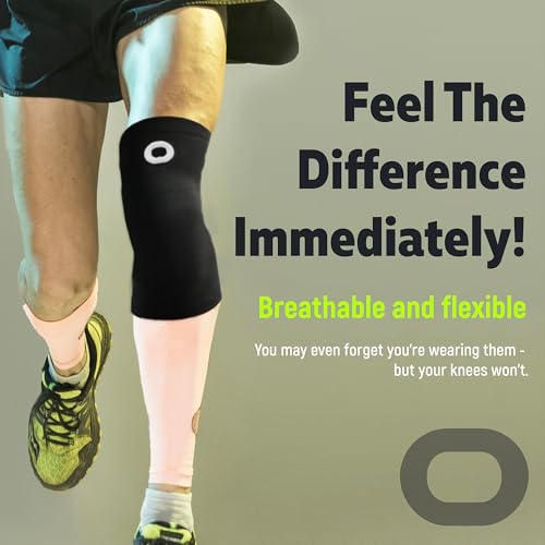Crucial Compression Knee Sleeve (1 Pair) - Best Knee Braces for Knee Pain for Men & Women - Non-Slip Knee Support for Runn...