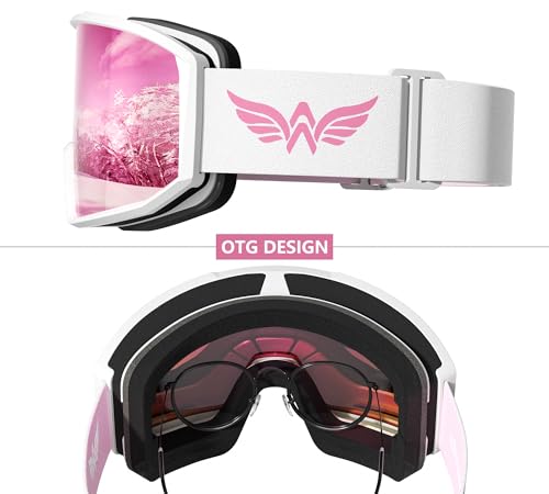 AzureWings Ski Goggles,Snowboard Goggles for Men Women Adults Youth,Over Glasses OTG/100% UV Protection/Anti-fog/Wide Vision