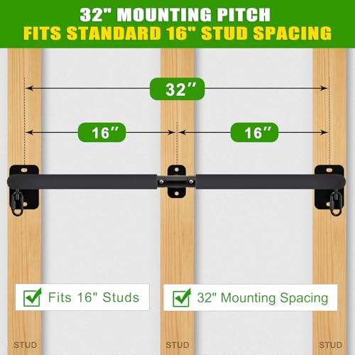 SELEWARE Heavy Duty Wall Mount Pull Up Bar, 450LB Capacity Joist Mount Chin Up Bar for Doorway, Sturdy Steel Construction,...