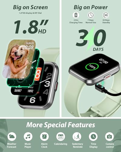 Tensky Smart Watch for Men Women(Call Receive/Dial), Alexa Built-in, 1.8" Touch Screen Fitness Tracker with Heart Rate Sle...