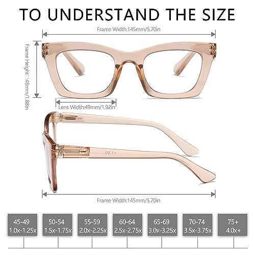 FSRTEP Oprah- Readers for Women - Stylis Style Reading Glasses with Blue Light Blocking and Spring Hinge