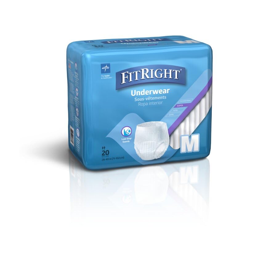 FitRight Super Protective Incontinence Underwear, Maximum Absorbency, Medium, 28 to 40", 20 Count