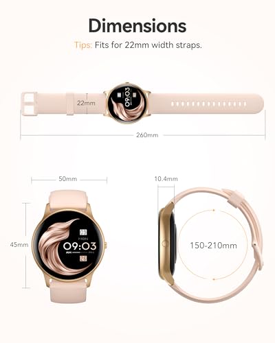 AGPTEK Smart Watch for Women Men, 5ATM Waterproof Fitness Tracker Watch, Full Touch Sports Smartwatch with Heart Rate Moni...