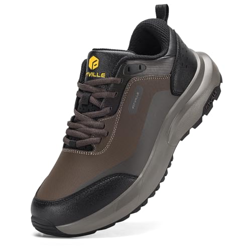 FitVille Wide Waterproof Shoes for Men Non Slip Outdoor Walking Shoes with Arch Support for Heel Pain Relief, Soft Toe Lo...