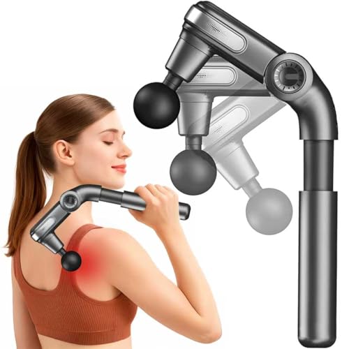 Foldable Massage Gun Deep Tissue with Retractable Handle，Back and Neck Massager for Pain Relief，Handheld Massager for Shou...