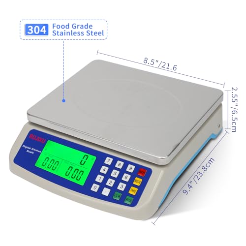Large Digital Kitchen Scale 30KG Commercial Food Scale 66LB for Baking Bread Meat Stainless Steel Price Computing Scale LC...