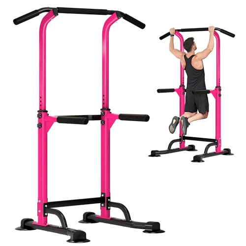 DlandHome Power Tower Pull Up Dip Station Multi-Function Fitness Equipment for Strength Training Adjustable Height Dip Sta...