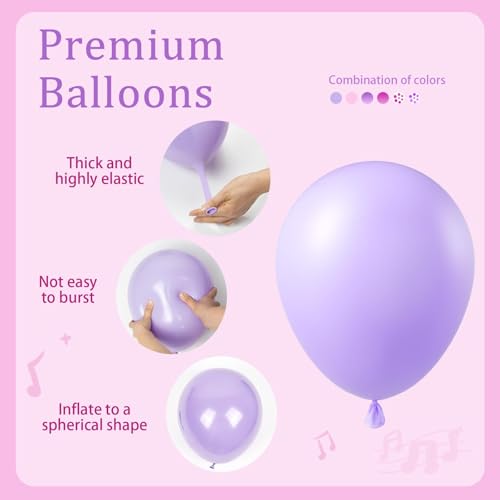 61pcs Pink and Purple Balloons, 12 Inch Purple Pink Confetti Balloons, Metallic Balloon with Ribbon for Bridal Baby Shower...