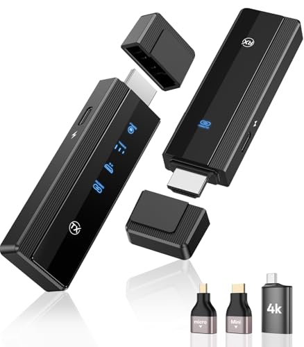 2026 Upgraded Wireless HDMI Transmitter and Receiver 328FT/100M, 4K Decode & 1080P 60Hz Zero Latency, 5G/2.4G Dual Band,Wi...