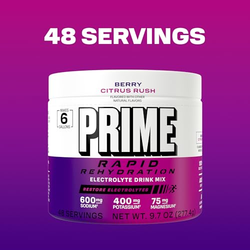 Prime Rapid Rehydration Electrolyte Powder, Berry Citrus Rush, Sugar Free Hydration Drink Mix with Sodium, Potassium, Magn...