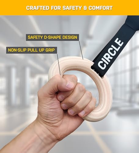 Double Circle Pull Up Handles - Pull Up Grips, LAT Pull Down Gym Handles Design - Quick Attachment to Bars and Barbell Gri...