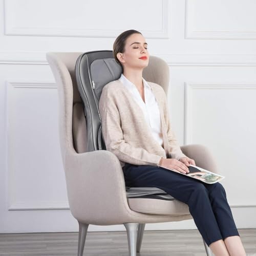 COMFIER Massager Chair with Heat, Shiatsu Neck Back Massager Portable with Compress & Rolling,Massage Chair Pad for Neck &...