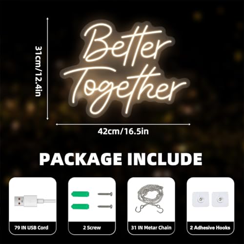 Better Together Neon Sign for Wall Decor, Better Together LED Light gift for Birthday Party, Wedding Engagement Anniversar...