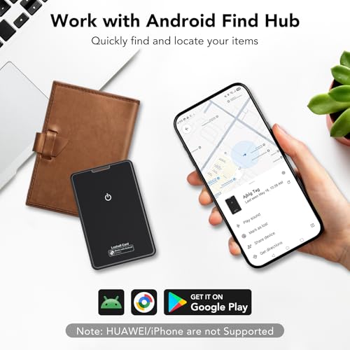 2 Pack Wallet Tracker Card for Android Bluetooth Tracker Work with Google Find Hub(Android Only), IP68 Waterproof, Item Fi...