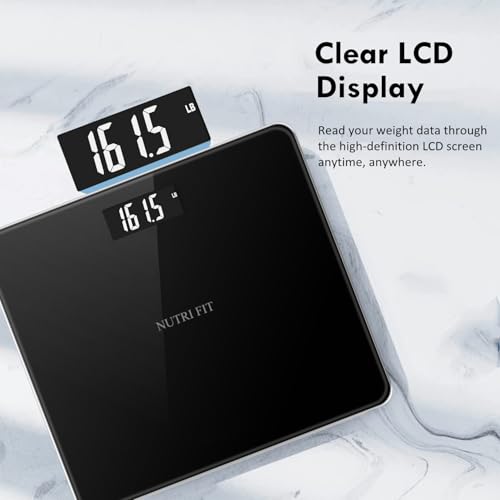 NUTRI FIT Digital Bathroom Scale for Body Weight, Bath Scale for Accurate Weight Watching with Large LCD Display, Most Acc...